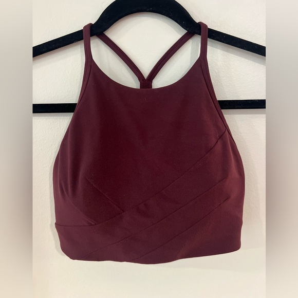 LULULEMON Flow Y Wrap Front High Neck Bra Light Support B/C Cup CASSIS size 4 - Picture 4 of 6